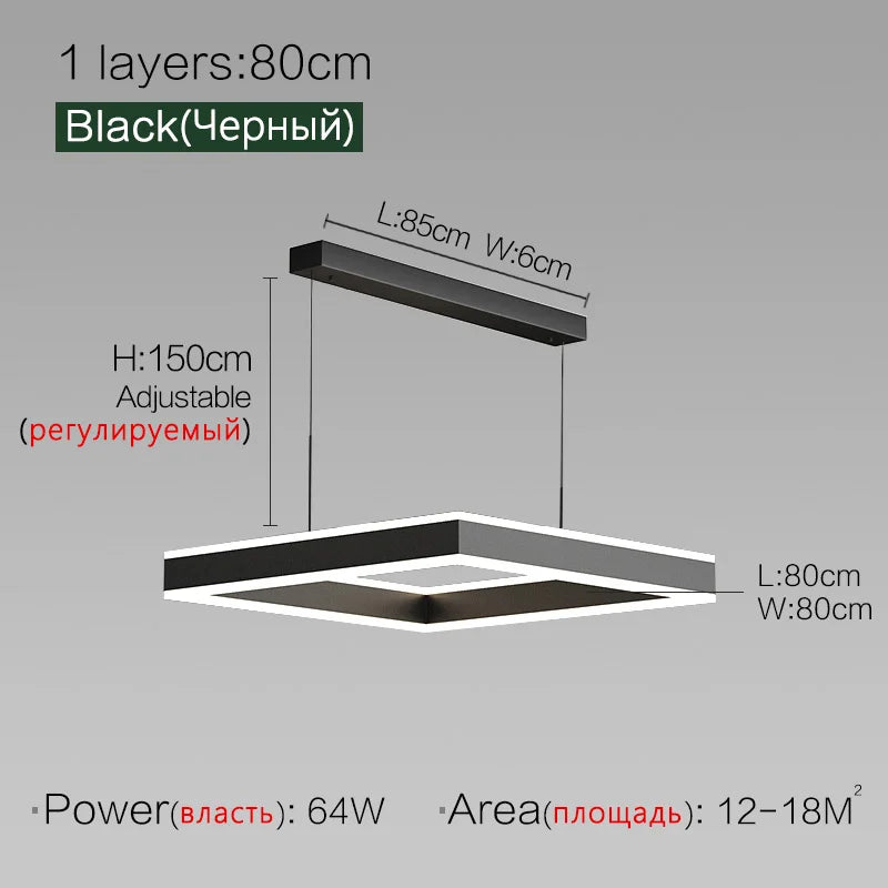 Living room lamp dining bedroom chandelier Nordic modern minimalist 2022 new light luxury square chandelier LED lamp suspendu