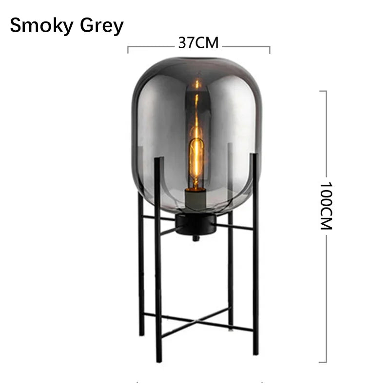 Post-Modern Nordic Glass LED Floor Lamp for Bedside Table Living Room Home Decor Villa Hotel Cafe Standing Light Industrial E27