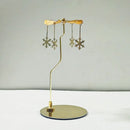 Stainless Steel Gold Round Disc Candlestick Christmas Gift Aromatherapy Running Horse Light Romantic Rotating Candle Holder