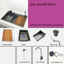 Kitchen Sink honeycomb anti-scratch nano technology left drain Above Mount Washing Basin Stainless Steel sinks waterfall faucet