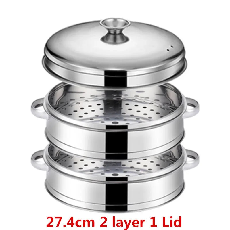 Stainless Steel Pot Drain Basket Kitchen Cooking Bamboo Steamer Cooker  Rice  Food Steaming Grid with Double Ear