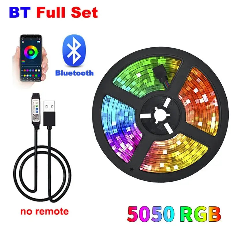 LED Strip Bluetooh APP IR remote Control USB RGB 5050 Lights Changed to Warm forBedroom TV Wall And Living Room Party Decoration