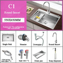 Stainless Steel Kitchen Sink Farmhouse Above Counter Undermounter Single Bowel Wash Basin With Gourmet Faucet Drain Accessories