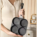 1PC Non-Stick Frying Pan 4 Cup Cast Iron Egg Pan Divided Baking Pan With Wooden Handle Omelette Pan For Eggs Steak And Burgers