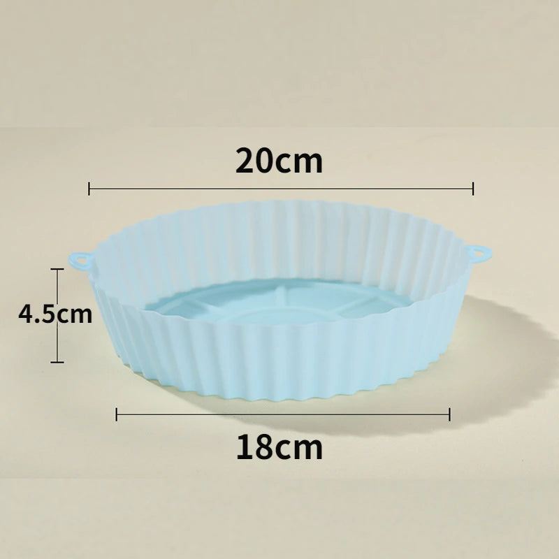 18CM Silicone Air Fryers Oven Baking Tray Fried Chicken Basket Mat AirFryer Pot Round Replacemen Grill Pan Accessories