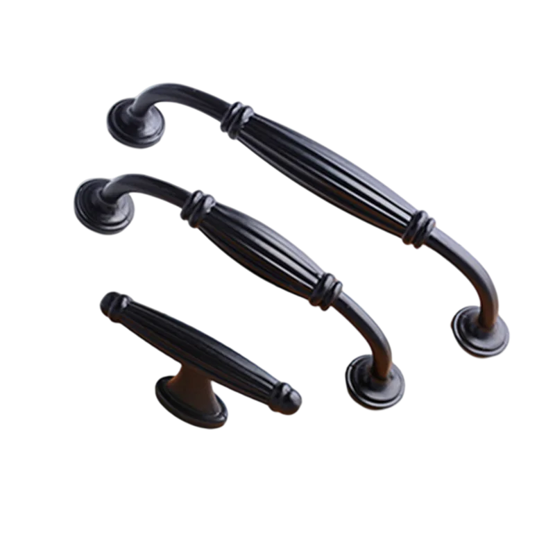 Aluminum Alloy Black Cabinet Handles American Style Solid Kitchen Cupboard Pulls Drawer Knobs Furniture Handle Hardware