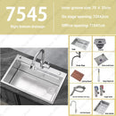 304 Stainless Steel Multifunctional Kitchen Sink Large Capacity Single Bowl Vegetable Workstation Wash/Cut/Drain in One Full Set