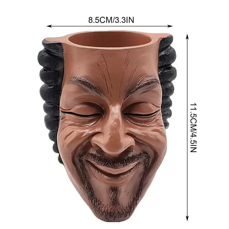 Rapper Snoop Doggs Flower Pot Human Face Vase Man Human Smile Face Planter Pot Pen Pencil Holder Desktop Home Garden Decor