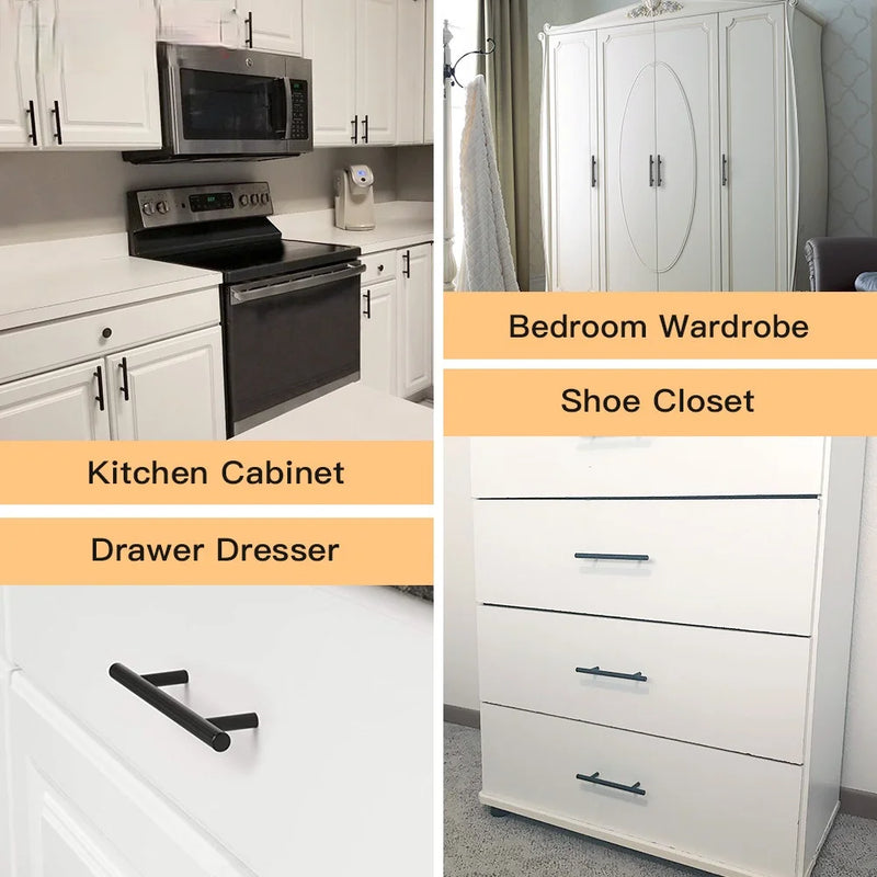 Stainless Steel Straight Cupboard Handles Knobs Brushed Black Gold Kitchen Door Handles Cabinet Pull Furniture Handle