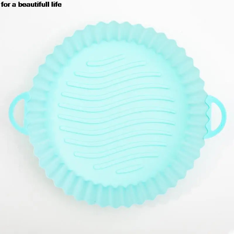 1PC Reusable Silicone Air Fryer Basket Oven Mold Baking Tray Pizza Fried Chicken Basket Round Square Pan Liner Accessories