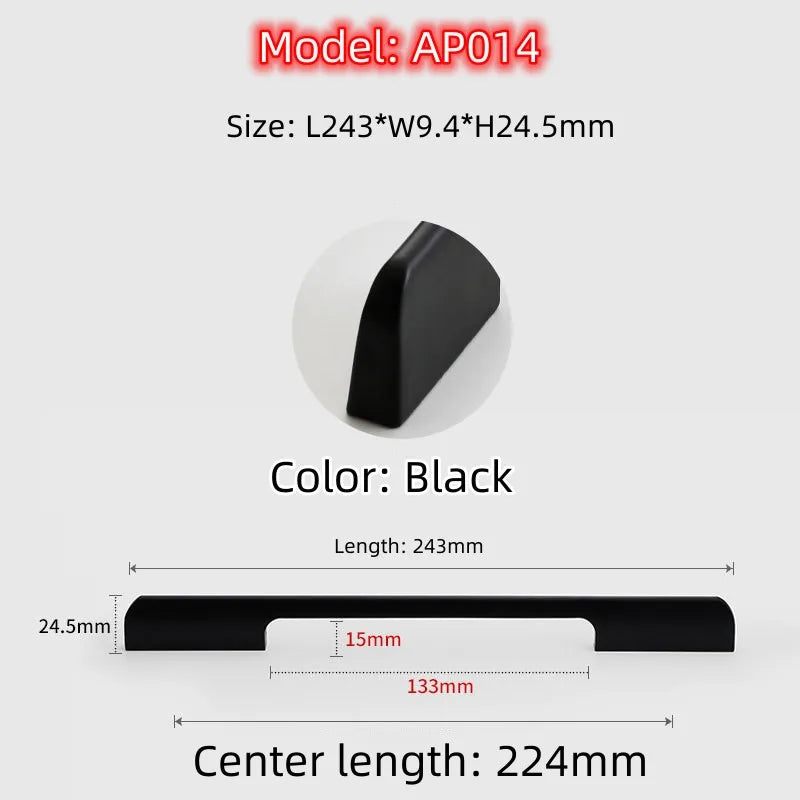 Long Simple Kitchen Cabinet Door Handles Aluminum Alloy Drawer Handle Pulls Wardrobe Cupboard Door Pull Furniture Hardwar Pulls