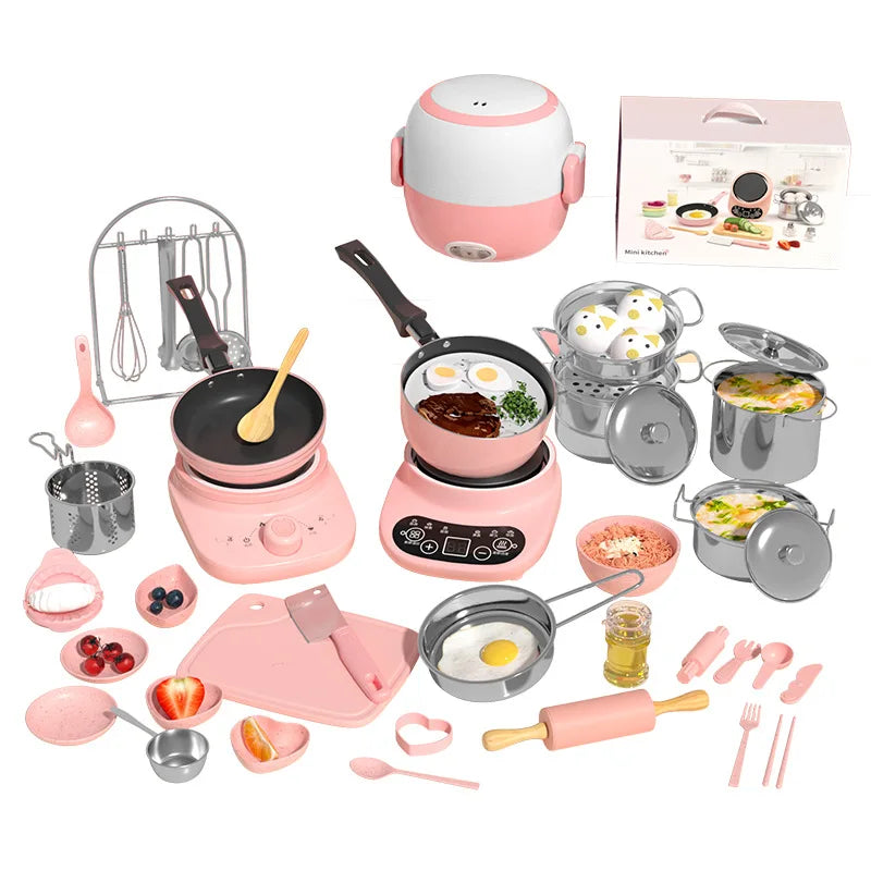 New Mini Kitchen Real Cooking Full Set of Cooking Girl Small Kitchen Set Children Baby Puzzle Play House Toys Kids Toys