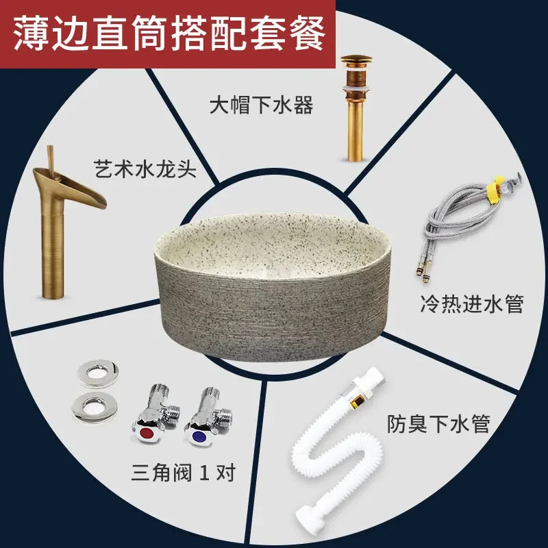 Modern Countertop Basin Vintage Bathroom Sinks Simple Ceramic Oval Washbasins Luxury Square Bathroom Washbasins Kitchen Sink GL