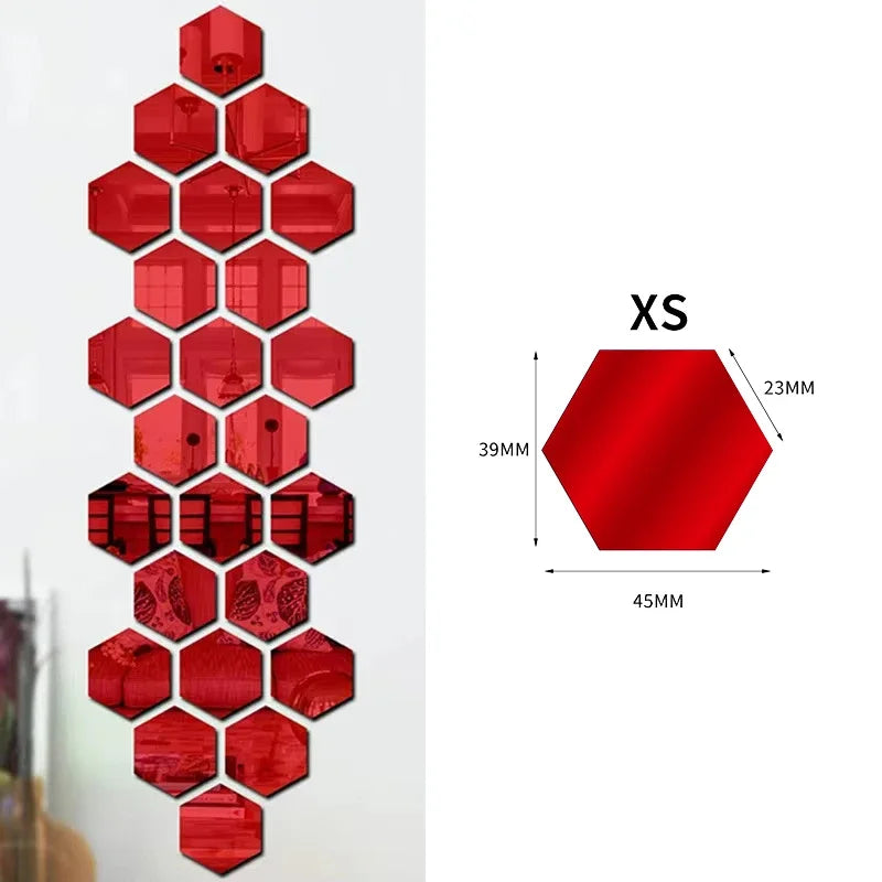 Wholesale Acrylic Hexagon Mirror Wall Stickers Self Adhesive Solid Paster DIY Tile Decals Living Room Art Decoration Ornaments