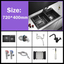 304 Stainless Steel Nano Black Kitchen Sink Vegetable Wash Basin For Home Fixture With  Faucet Drain Accessories Topmount