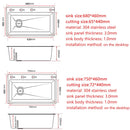 Kitchen Sink honeycomb anti-scratch nano technology left drain Above Mount Washing Basin Stainless Steel sinks waterfall faucet