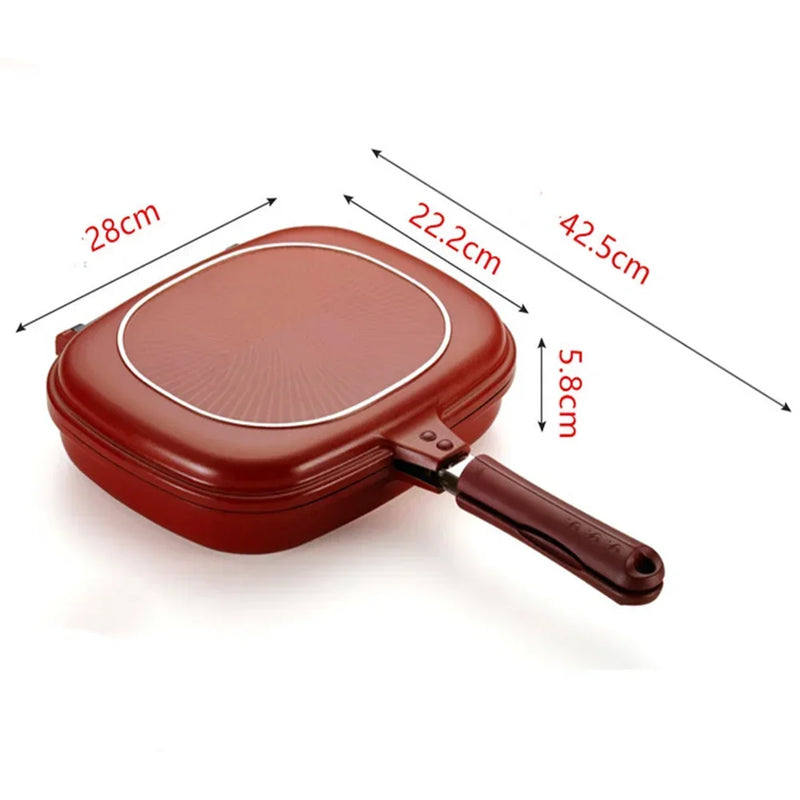 32cm Double-Sided Frying Pan Skillet Grill  Baking Tray Non-Stick Skillet Wok Pan Home Garden Pancake for The Kitchen