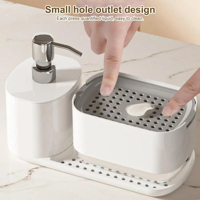 Kitchen Dish Soap Dispenser with Sponge Holder 2 In 1 Countertop Soap Pump Dispenser for Kitchen Sink Soap Liquid Dispenser