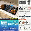 Stainless Steel Kitchen Sink with Waterfall Extra Large Single Slot Digital Display Dishwashing Basin Oversized Sinks 100x50cm