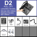 Hidden Kitchen Sink Bar Sink Kit Folding Faucet Drain Pipe,Drop-in Undermount Sink,Small Stainless Steel Sink for Workstation RV