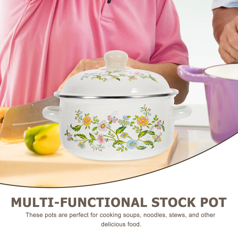 3 Pcs Cooking Utensils Enamel Pot Cooker Pots Deep Stockpot Soup Chinese Stew with Handle