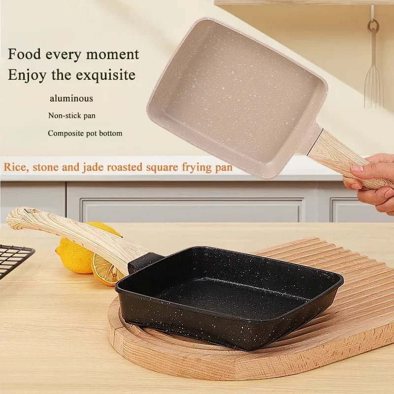 Egg Roll Pan，Tamako cooking pot，Japanese square Omelette with Detachable Anti Scalding Handle for All Stove smokeless pot