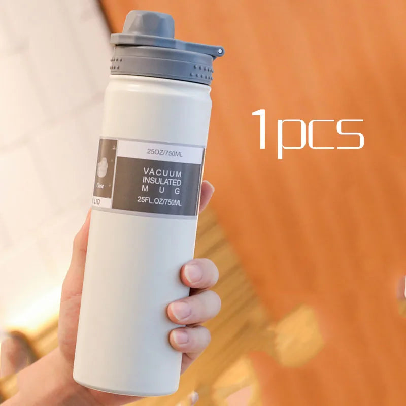 530ML/750ML Thermos Water Bottle Large capacity Stainless Steel Vacuum Flask Mug Portable Outdoor Thermal Mug Sports Drinks Cup