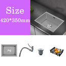 Small Gray Kitchen Sink Above Counter or Undermount 304 Stainless Steel Single Bowl Washing Basin Drain Accessories for Kitchen