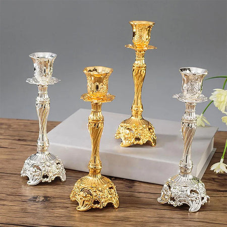 2Pcs Candle Holder Candlesticks For Candles Gold Silver Drop Shipping Europe Metal Candle Stand Wedding Table Home Decoration