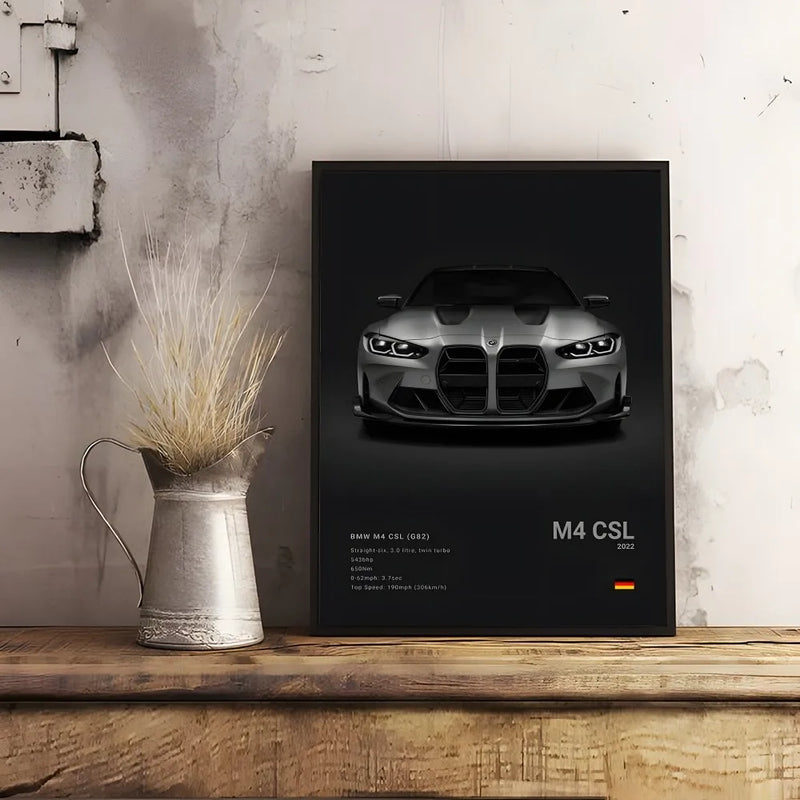 Luxury Black Classic latest sports car F80 M3 M4 M5 Z8 G80 B-BMW Cool Poster Home living room Wall Art Garage Room Decor