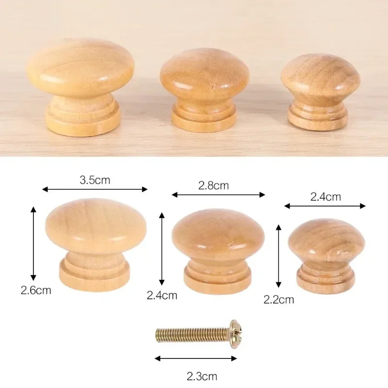 16/1pcs Natural Wooden Cabinet Handle Circular Wooden Drawer Wardrobe Knobs Kitchen Handle Door Pull Furniture Hardware 3 Sizes