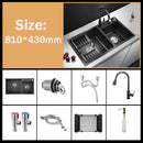 304 Stainless Steel Nano Black Kitchen Sink Vegetable Wash Basin For Home Fixture With  Faucet Drain Accessories Topmount