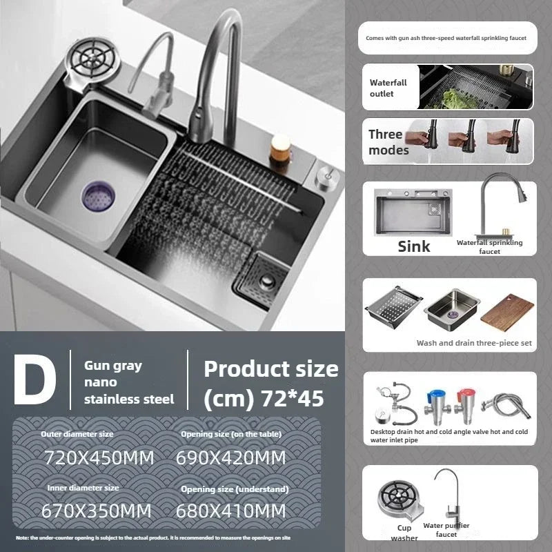 Kitchen Accessories Basin Large Thickened 304 Sink Stainless Steel Sink Single Vegetable Basin Dishwasher Table Stainless Steel