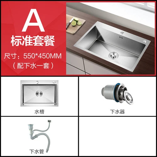Modern Stainless Steel Kitchen Sinks Home Single Hole Kitchen Sink Under Counter Wash Basin Nano Handmade Kitchen Accessories