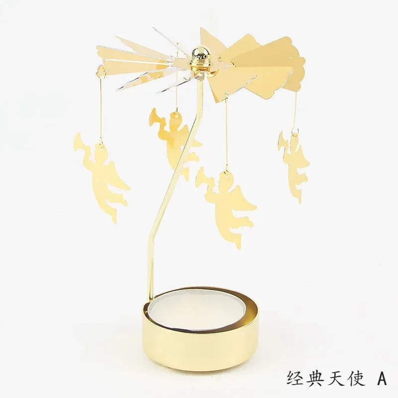 Multi-shape Rotating Candlesticks Snowflake Angel Romantic Tea Party Candle Holder Wedding Christmas Metal Home Decor