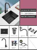 Household Black Sink for Kitchen Italian Metal Dry Handmade Kitchen Sinks Simple Small Light Luxury Kitchen Sinks for Bar