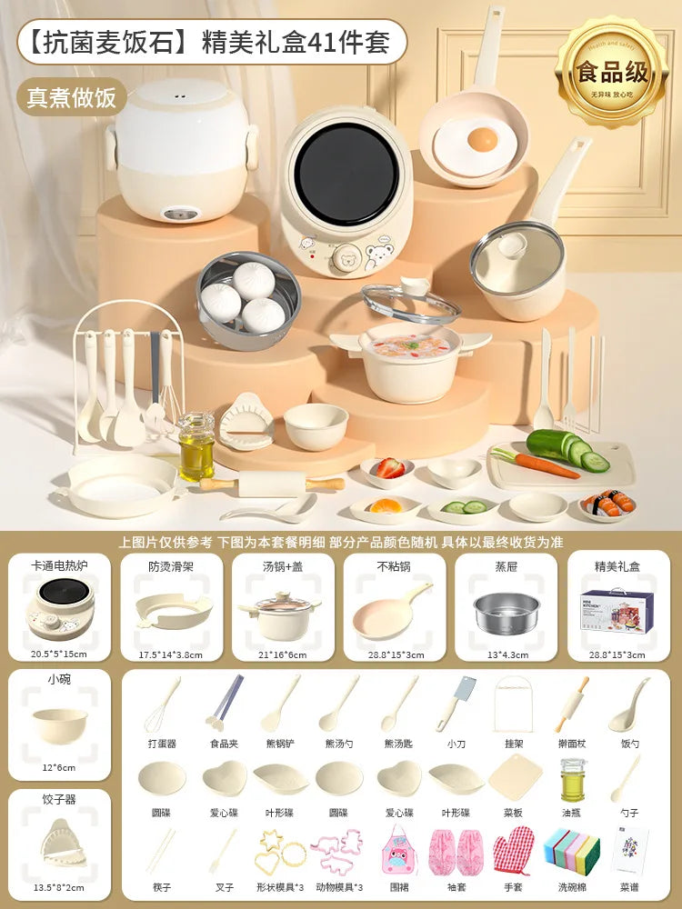 New 1pcs Mini Kitchenette Children'S Educational Toys Boy And Girl Pretend Play Kitchenette Real Cooking Full Set Chidren