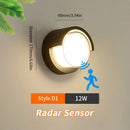 LED Wall Lamp Lighting Radar Motion Sensor AC85-265V 6/12W Warm White Cold White Suitable For Indoor Outdoor Home Decoration