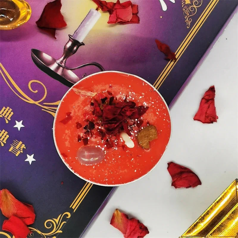 Guest Gift Candle Manifestation Herbal Intention Candle Unscented Spell Dried Flowers Candles with Crystal Tea Lights