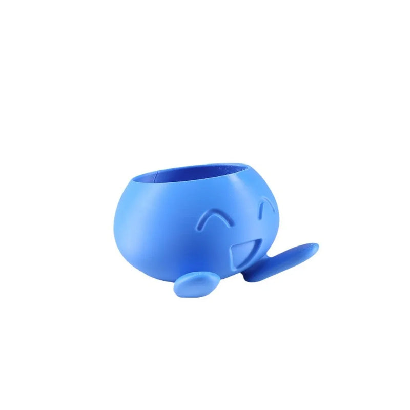 Cute Plastic Plant Pot Blue Cartoon Smiling Succulent Flowerpot Bonsai Potted Flowerpot Home Decoration