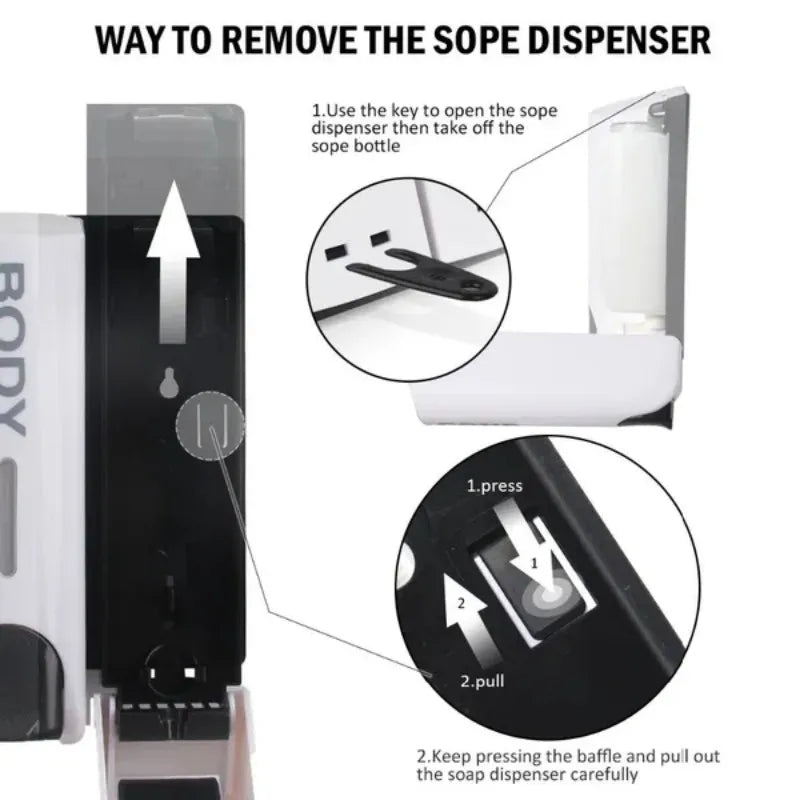 1/2/3Heads Manual Soap Dispenser Wall Mounted Hotel Shampoo Box Bath Box 400ML Soap Bottle Wall Hanger Press Dispenser Home