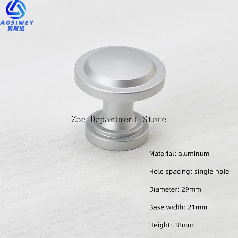 Space Aluminum Single Hole Handle Modern Wardrobe Drawer Round Knob Silver/black/gold Kitchen Cabinet Furniture Small Handle
