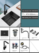 Household Black Sink for Kitchen Italian Metal Dry Handmade Kitchen Sinks Simple Small Light Luxury Kitchen Sinks for Bar
