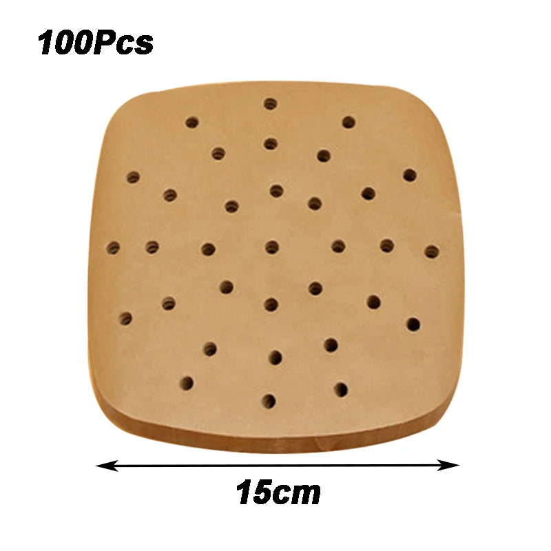 100Pcs Air Fryer Paper Disposable Steamer Bakeware Papers Oven Non-Stick Steaming Mat Oil-absorbing Paper for Fryer Accessories