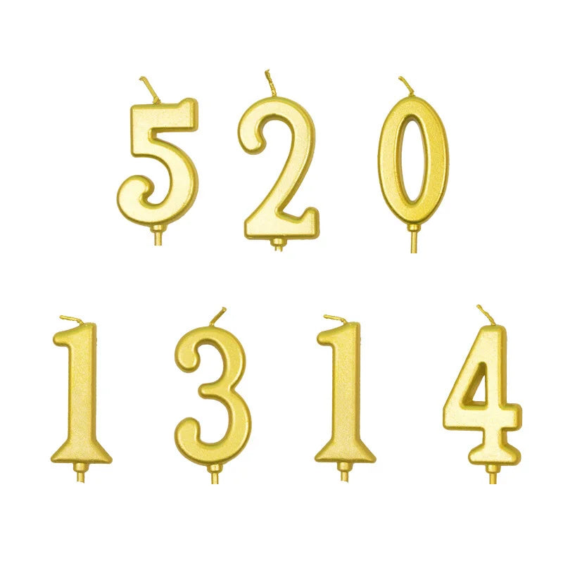 New Gold Digital Candle Birthday Number Cake Candle Drop Ship 0 1 2 3 4 5 6 7 8 9 Cake Girls Boys Baby Party Supplies Decoration