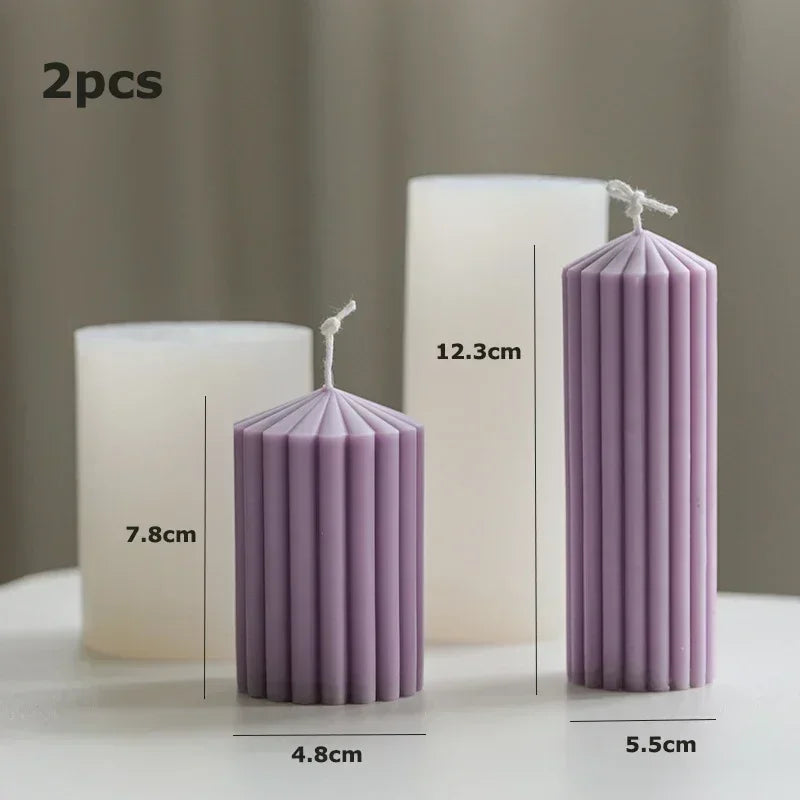 Wave cylindrical candle silicone mold with irregular geometric shape twisted stripes cylindrical candle mold resin gypsum mold