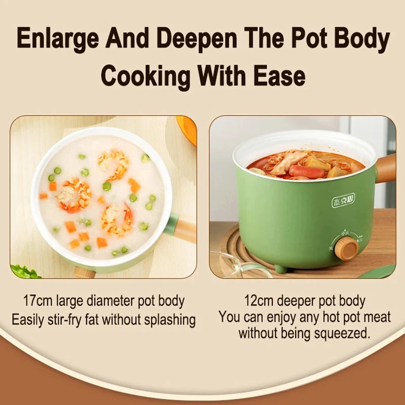 1.8L Multi-function Electric Cooking Pot Double-speed Insulated Non-stick Pot Home Travel Portable Rice Cooker Wok Hot Pot