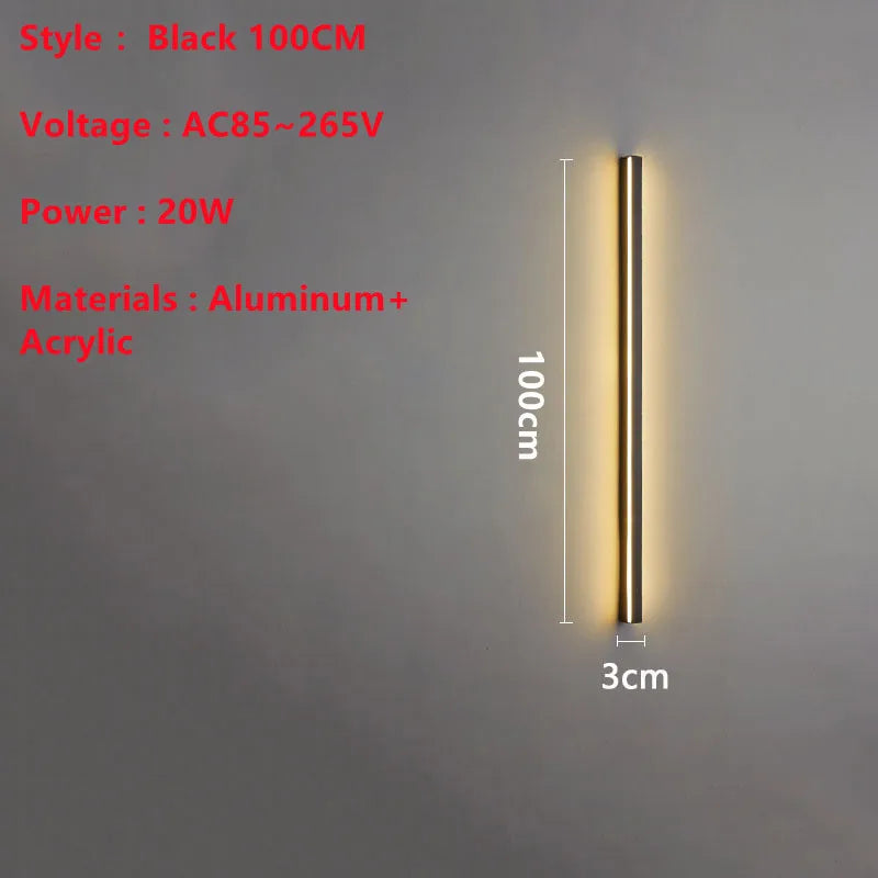Line Extremely Long LED Wall Lamp 110V 220V 60~240CM Minimalist Sconce For Indoor TV Background Aisle Living Room Villa Lighting