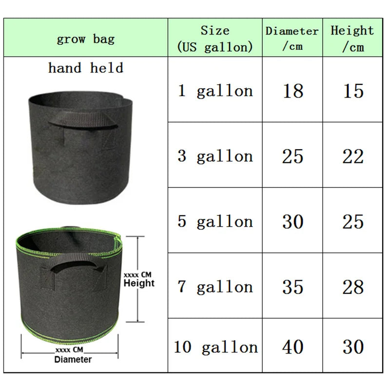 1/5/10gal fabric potato plant flower Pots Grow Bags flowr Flowerpot fruit plante tools garden growing Vegetable veg Planting