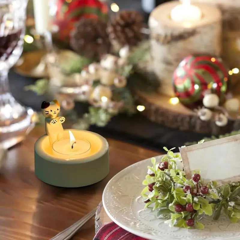 Cute Kitten Candle Holder Cartoon Kitten Candle Holder Cute Scented Light Holder Funny Creative Desktop Ornaments Home Decor